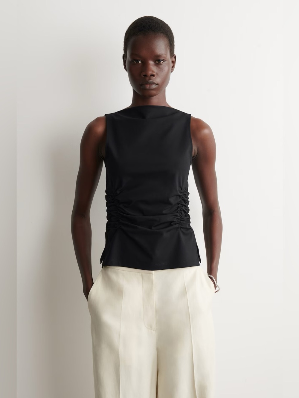 NWT COS Ruched Waist Cotton Jersey Tank Top